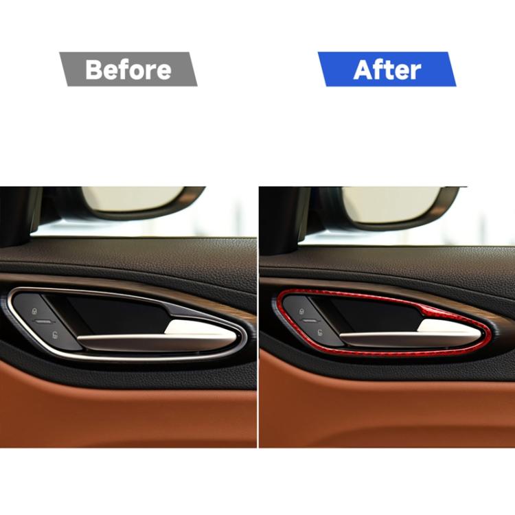 4 PCS / Set Carbon Fiber Car Inner Door Handle Frame Decorative Sticker for Alfa Romeo Giulia 2017-2019,Left and Right Drive Universal, Inner Door Handle Frame