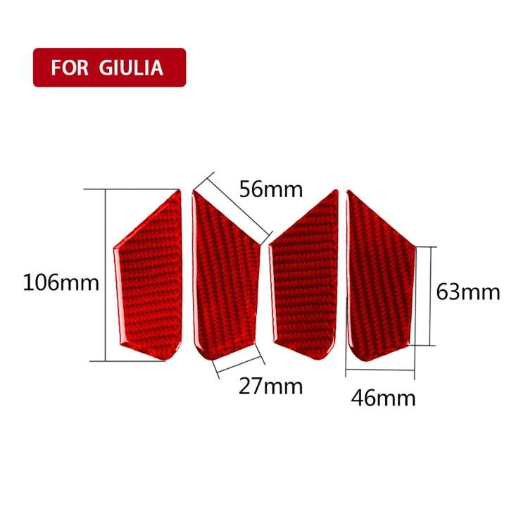 4 PCS / Set Carbon Fiber Car Inner Door Bowl Decorative Sticker for Alfa Romeo Giulia 2017-2019,Left and Right Drive Universal, Inner Door Bowl