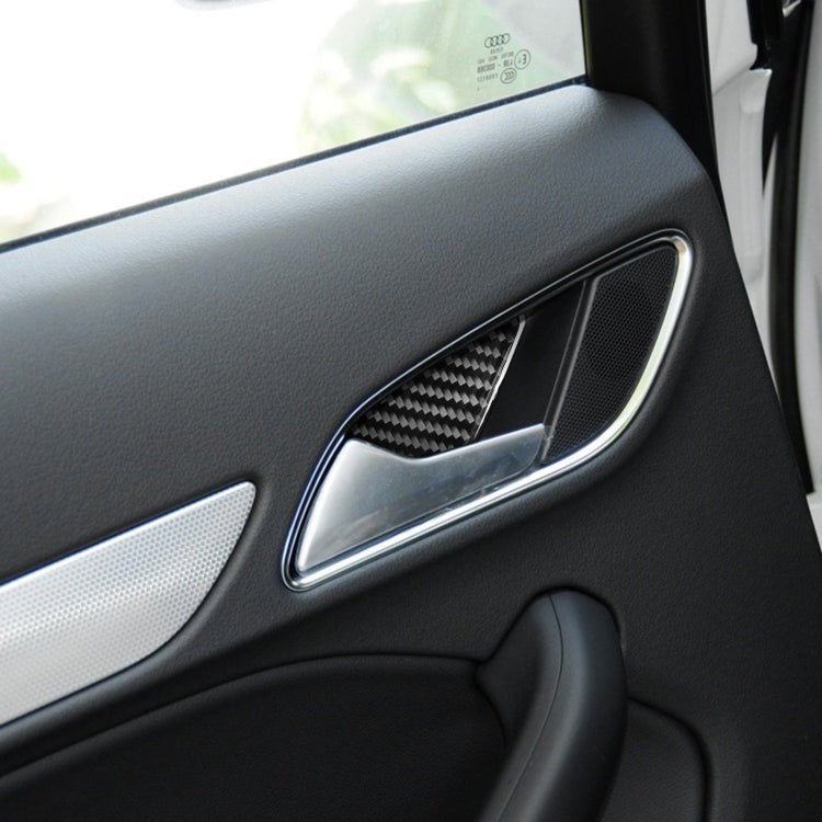 4 PCS / Set Carbon Fiber Car Inner Door Bowl Decorative Sticker for Audi Q3 2013-2018,Left and Right Drive Universal, Inner Door Bowl