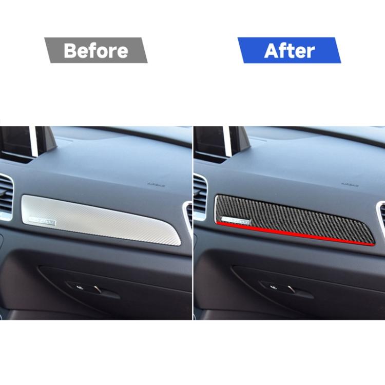 Carbon Fiber Car Co-pilot Trim Red Edge with Hole Decorative Sticker for Audi Q3 2013-2018,Left Drive, Co-pilot Trim Red Edge with Hole ,Left Drive