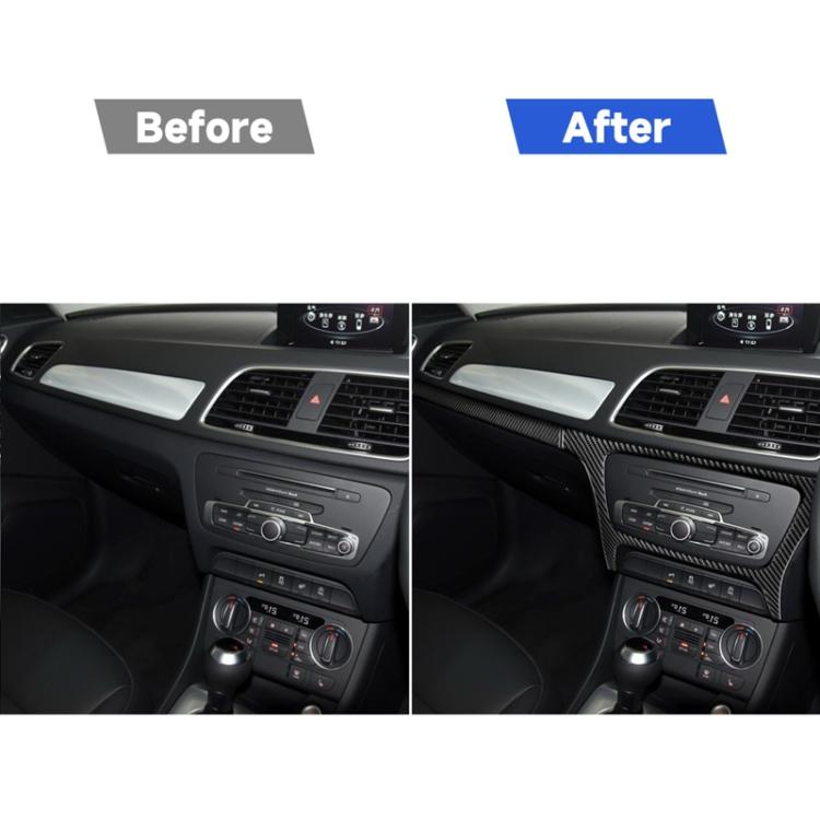2 PCS / Set Carbon Fiber Car Central Control CD Outside Frame Decorative Sticker for Audi Q3 2013-2018,Right Drive, Central Control CD Outside Frame,Right Drive
