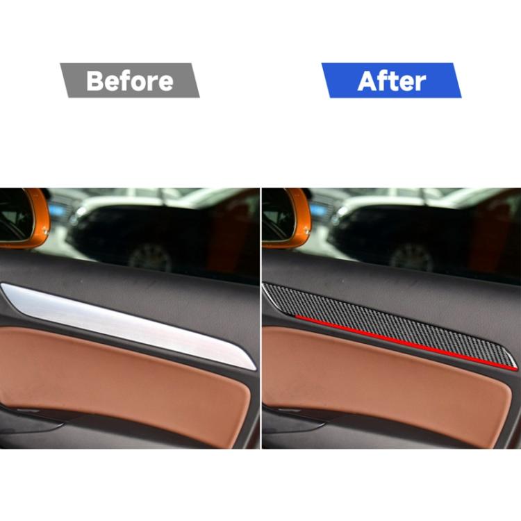 4 PCS / Set Carbon Fiber Car Interior Door Trim Red Edge Decorative Sticker for Audi Q3 2013-2018,Left and Right Drive Universal, Interior Door Trim Red Edge