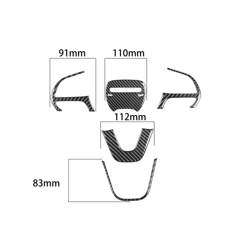 5 PCS / Set Carbon Fiber Car Steering Wheel Decorative Sticker for Dodge Challenger 2015 to Now, Left Driving, Steering Wheel