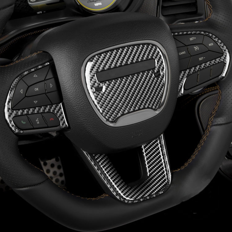 5 PCS / Set Carbon Fiber Car Steering Wheel Decorative Sticker for Dodge Challenger 2015 to Now, Left Driving, Steering Wheel