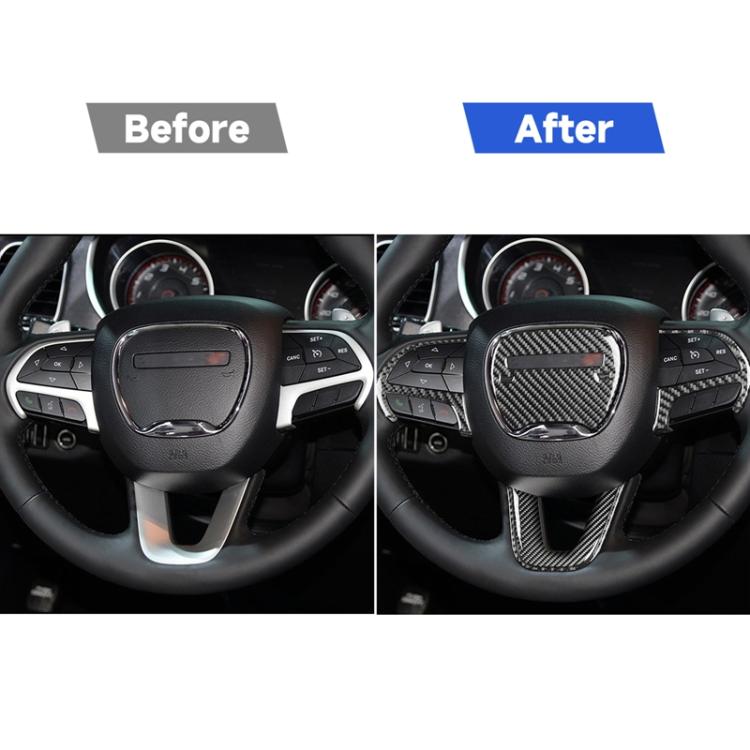 5 PCS / Set Carbon Fiber Car Steering Wheel Decorative Sticker for Dodge Challenger 2015 to Now, Left Driving, Steering Wheel