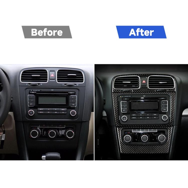 Carbon Fiber Car Air Conditioning Panel Decorative Sticker for Volkswagen Golf 6 2008-2012, Air Conditioning Panel