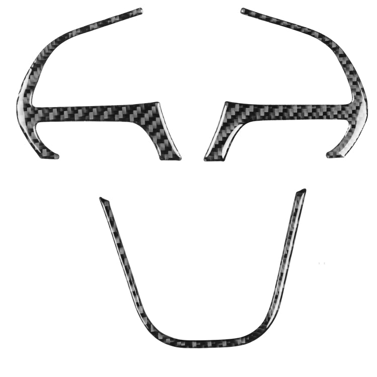 3 PCS / Set Carbon Fiber Car Steering Wheel Button Frame Decorative Sticker for Dodge Challenger 2015 and Above, Left Driving, Steering Wheel Button Frame