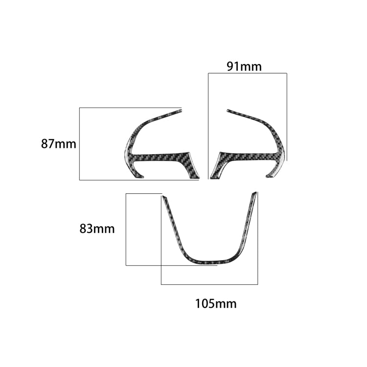 3 PCS / Set Carbon Fiber Car Steering Wheel Button Frame Decorative Sticker for Dodge Challenger 2015 and Above, Left Driving, Steering Wheel Button Frame