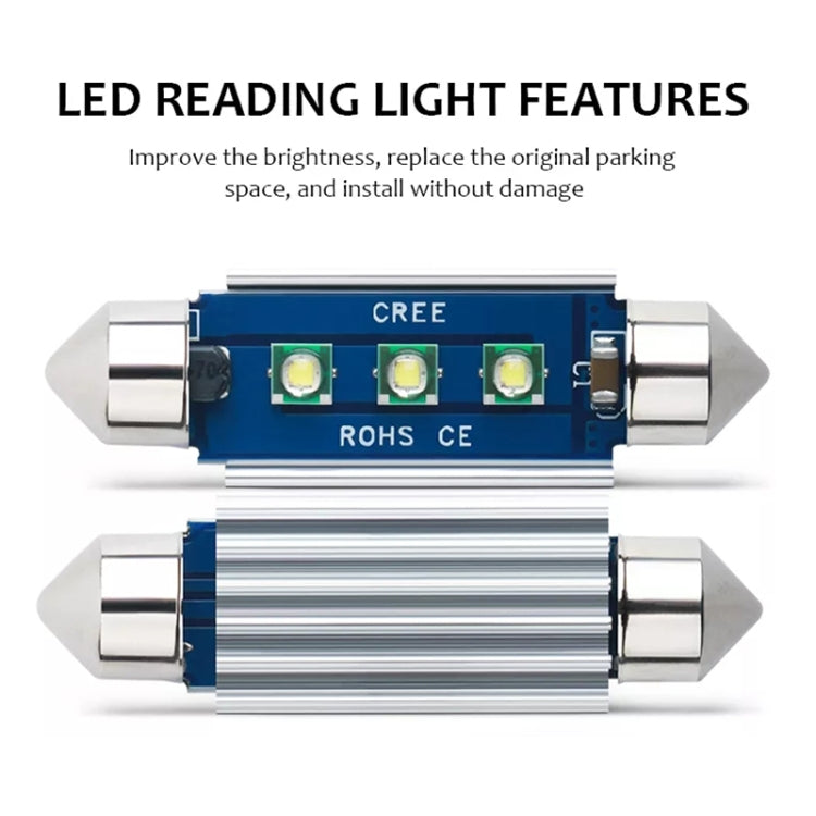 2pcs 36mm IC12V /  2.76W / 0.23A / 300LM 3LEDs SMD Car Reading Lamp Dome Light, 36mm