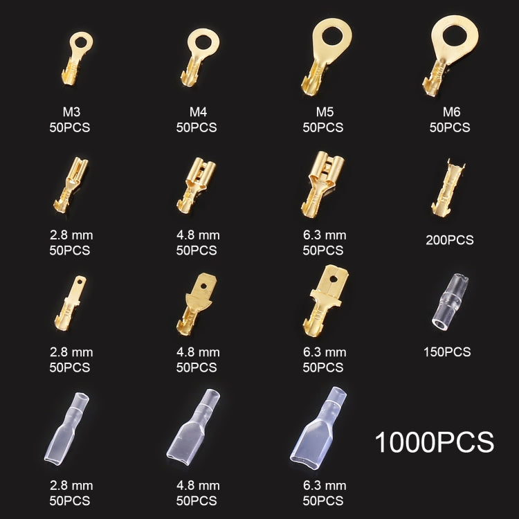 1000 in 1 Cable Spade Plug Connector DIY Terminal Connectors, 1000 in 1