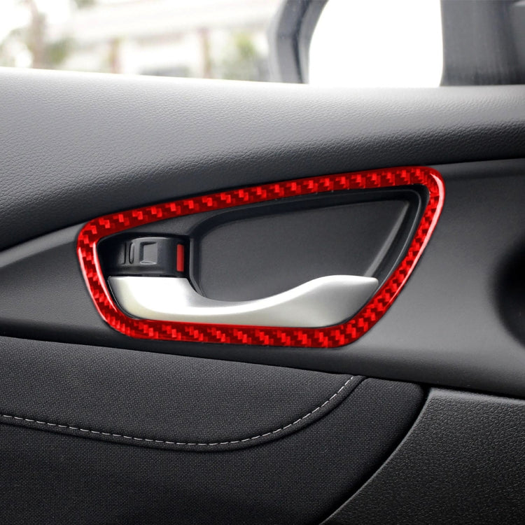 Car Carbon Fiber Inside Door Wrist Frame Decorative Sticker for Honda Tenth Generation Civic 2016-2019, Left and Right Drive Universal, Inside Door Wrist Frame