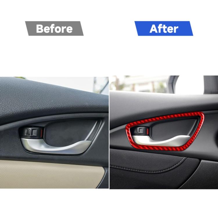 Car Carbon Fiber Inside Door Wrist Frame Decorative Sticker for Honda Tenth Generation Civic 2016-2019, Left and Right Drive Universal, Inside Door Wrist Frame