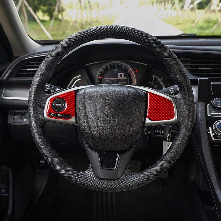 Car Carbon Fiber Steering Wheel Button Low Configuration Decorative Sticker for Honda Tenth Generation Civic 2016-2019, Left and Right Drive Universal, Steering Wheel Button Low Configuration