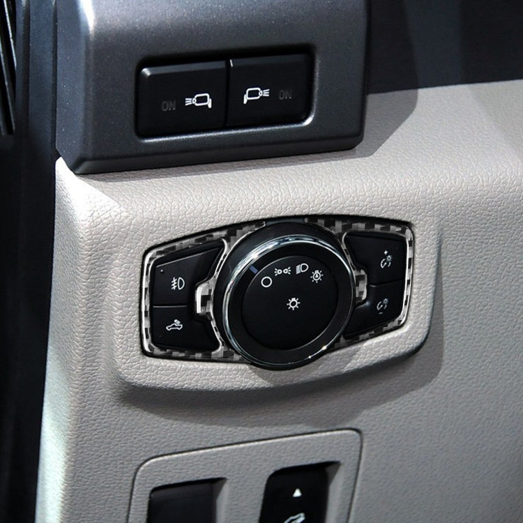 Car Carbon Fiber Headlight Switch Decorative Sticker for Ford F150 2017-2020, Left and Right Drive Universal, Headlight Switch
