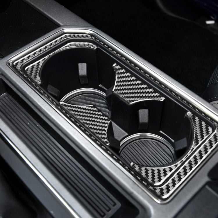 Car Carbon Fiber Front Water Cup Holder Frame Decorative Sticker for Ford F150 2017-2020, Left Drive, Front Water Cup Holder Frame , Left Drive