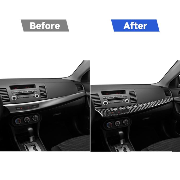 2 PCS Car Carbon Fiber Central Dashboard Panel Decorative Sticker for Mitsubishi Lancer EVO 2008-2015, Left Drive, Central Dashboard