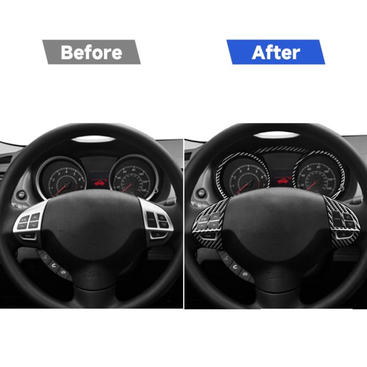 6 PCS Car Carbon Fiber Speedometer + Steering Wheel Buttons Decorative Sticker for Mitsubishi Lancer DE ES GTS 2008-2015, Left and Right Drive Universal, Speedometer + Steering Wheel Buttons
