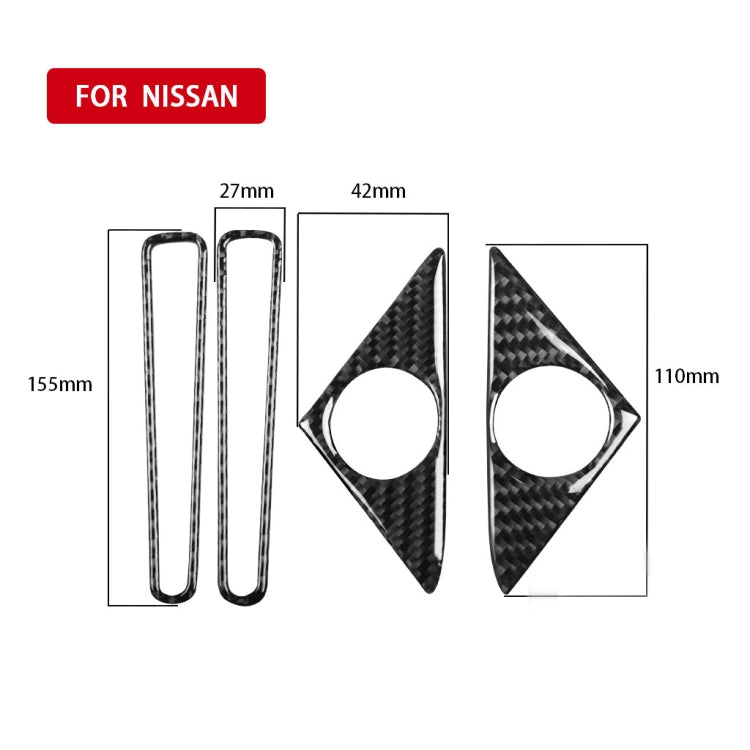 4 PCS Car Carbon Fiber Door Horn + Window Air Outlet Decorative Sticker for Nissan GTR R35 2008-2020, Left and Right Drive Universal, Door Horn + Window Air Outlet