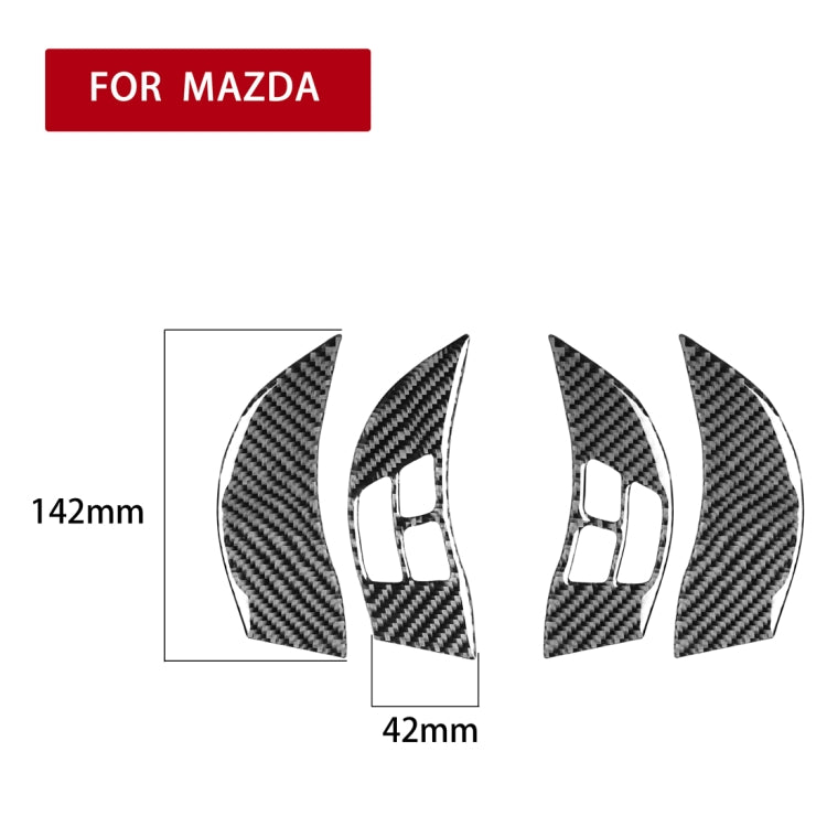 4 PCS Car Carbon Fiber Steering Wheel Decorative Sticker for Mazda RX8 2004-2008, Left and Right Drive Universal, 4 PCS Steering Wheel