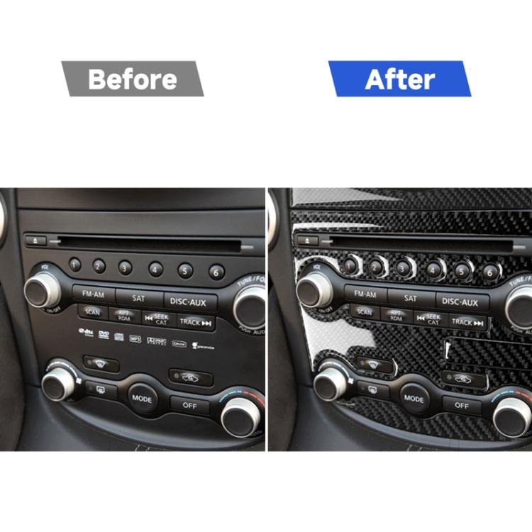 5 in 1 Car Carbon Fiber Air Conditioning Adjustment Panel Decorative Sticker for Nissan 370Z Z34 2009-, Left and Right Drive Universal, 5 in 1 Air Conditioning Adjustment Panel