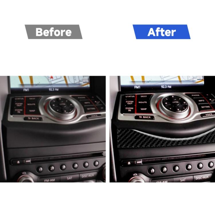 Car Carbon Fiber Multimedia Navigation Buttons Panel Decorative Strip for Nissan 370Z Z34 2009-, Left and Right Drive Universal, Multimedia Navigation Buttons Panel