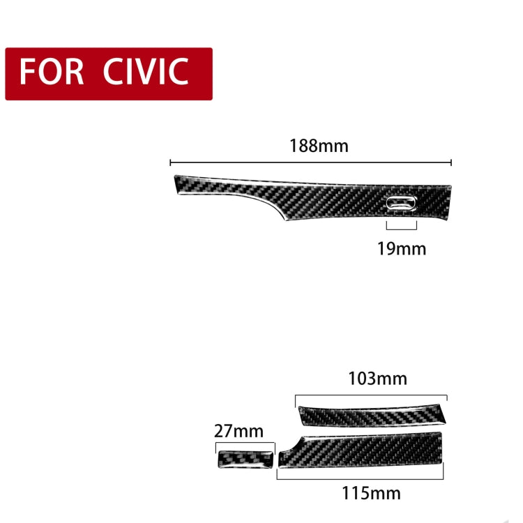 5 in 1 Car Carbon Fiber Automatic Gear Decorative Sticker for Honda Civic 8th Generation 2006-2011, Left Drive, 5 in 1 Automatic Gear, Left Drive