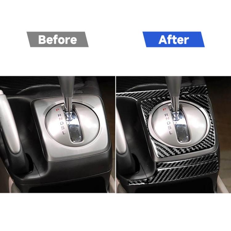 7 in 1 Car Carbon Fiber Manual Gear + Water Cup Holder Decorative Sticker for Honda Civic 8th Generation 2006-2011, Left Drive, Manual Gear + Water Cup Holder, Left Drive