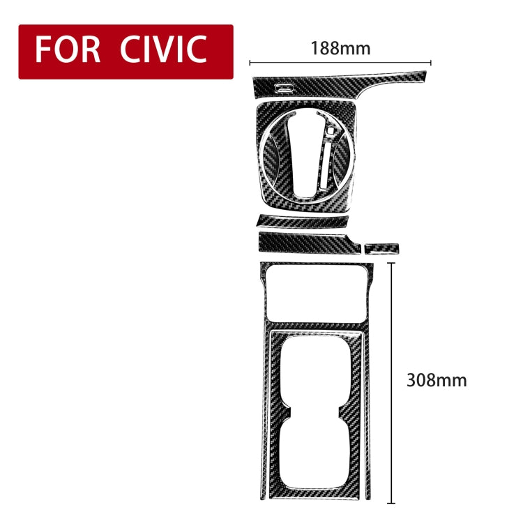 10 in 1 Car Carbon Fiber Automatic Gear + Water Cup Holder Decorative Sticker for Honda Civic 8th Generation 2006-2011, Right Drive, Automatic Gear + Water Cup Holder, Right Drive