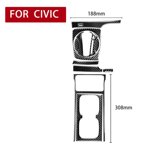 10 in 1 Car Carbon Fiber Automatic Gear + Water Cup Holder Decorative Sticker for Honda Civic 8th Generation 2006-2011, Right Drive, Automatic Gear + Water Cup Holder, Right Drive