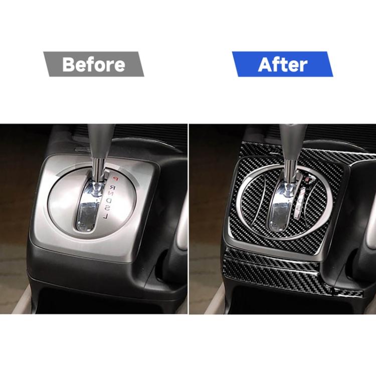 10 in 1 Car Carbon Fiber Automatic Gear + Water Cup Holder Decorative Sticker for Honda Civic 8th Generation 2006-2011, Right Drive, Automatic Gear + Water Cup Holder, Right Drive