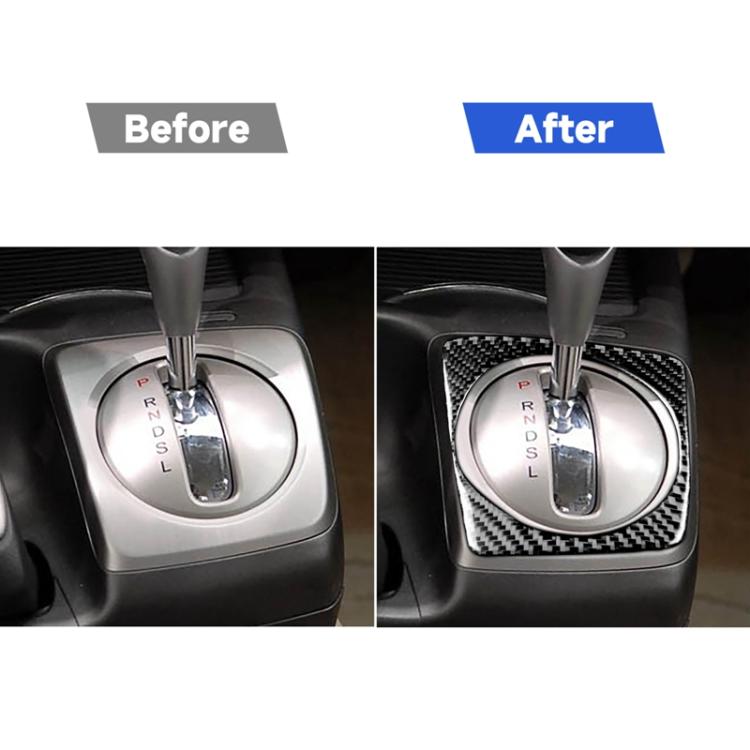 Car Carbon Fiber Automatic Gear Frame Decorative Sticker for Honda Civic 8th Generation 2006-2011, Left Drive, Automatic Gear Frame, Left Drive