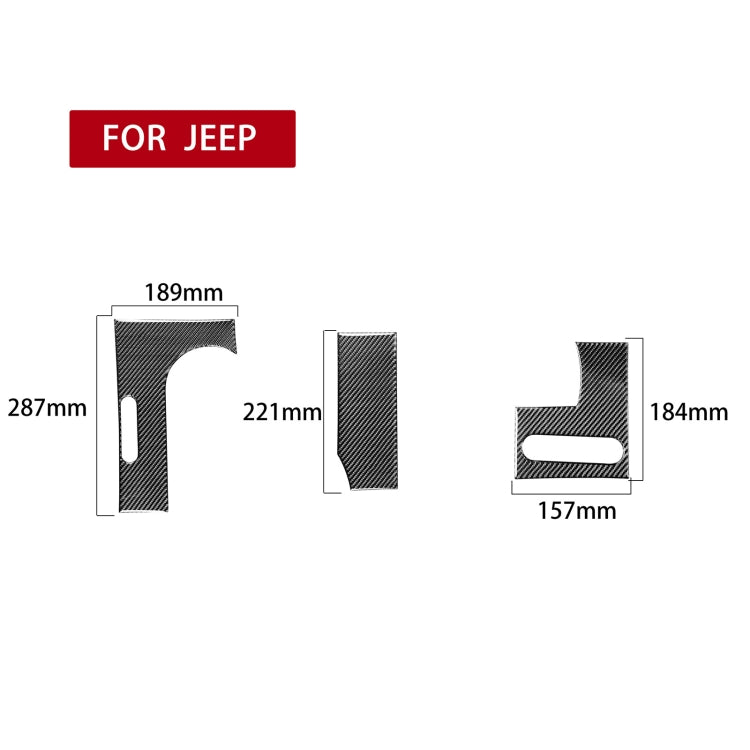 3 in 1 Car Carbon Fiber Gear Console Decorative Sticker for Jeep Wrangler JK 2007-2010, Left Drive , Gear Console