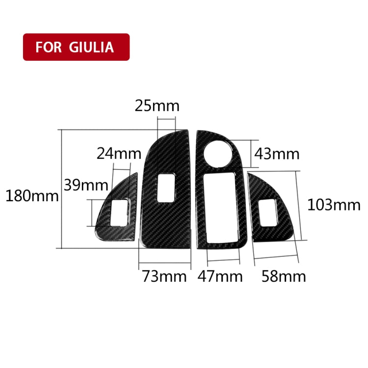 4 in 1 Car Carbon Fiber Window Button Panel Decorative Sticker for Alfa Romeo Giulia 2017-2019, Left Drive, Window Button Panel, Left Drive