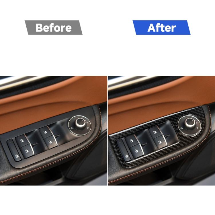 4 in 1 Car Carbon Fiber Window Button Panel Decorative Sticker for Alfa Romeo Giulia 2017-2019, Left Drive, Window Button Panel, Left Drive