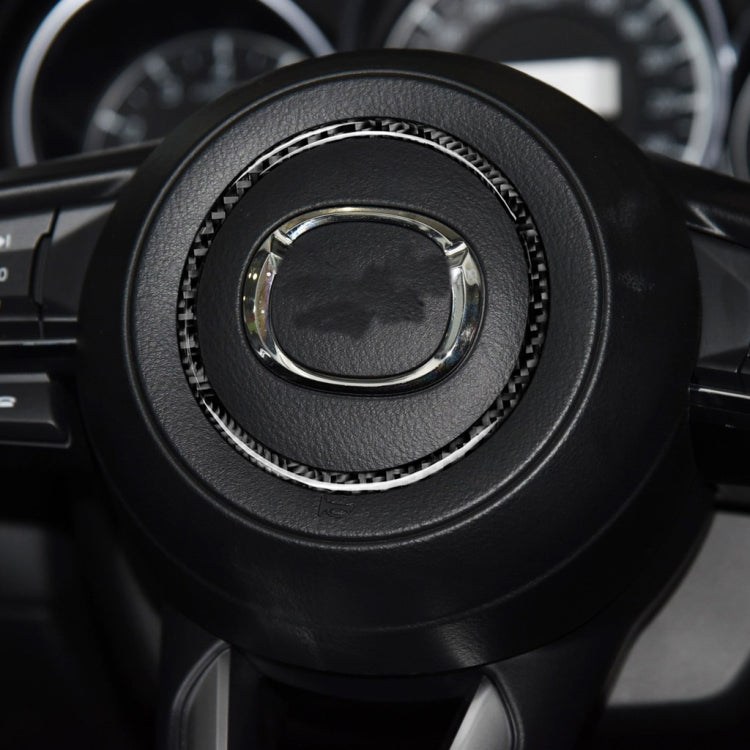 Car Carbon Fiber Steering Wheel Circle Decorative Sticker for Mazda 3 Axela / ATENZA / CX-4 / CX-5 2017-2018, Left and Right Drive Universal, Steering Wheel Circle