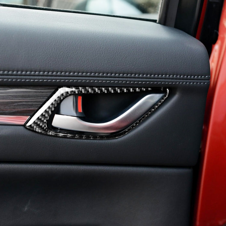 Car Carbon Fiber Inner Door Handle Decorative Sticker for Mazda CX-5 2017-2018, Left and Right Drive Universal, Inner Door Handle