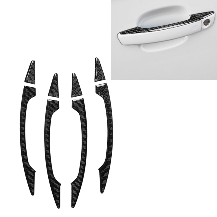 4 PCS Car Carbon Fiber Door Outside Handle Decorative Sticker for Audi A3 2014-2019, Left and Right Drive Universal, Door Outside Handle