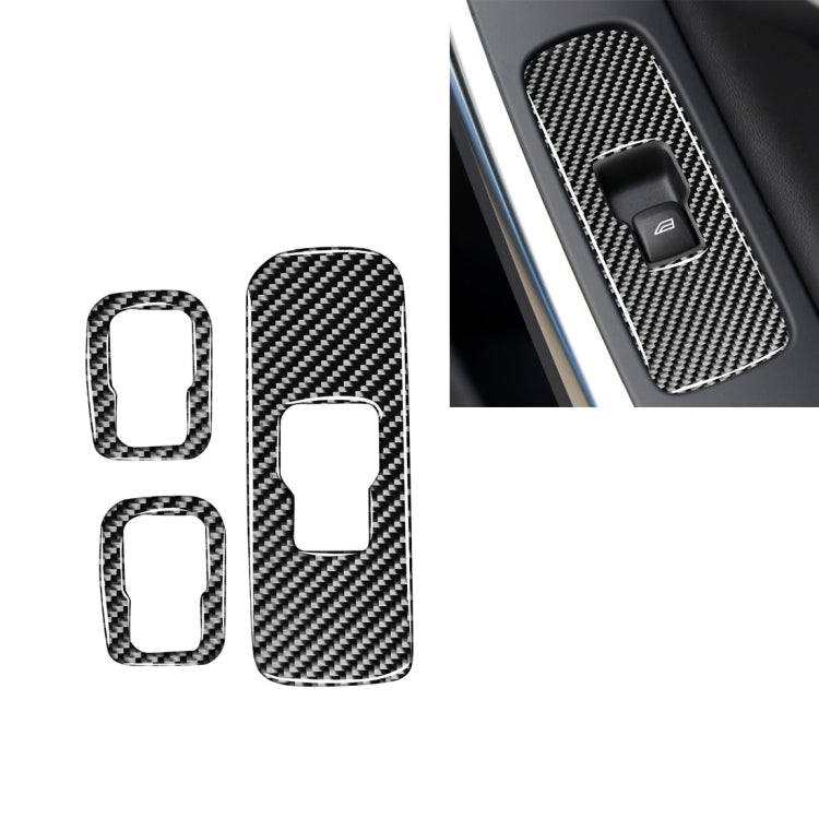 3 PCS Car Carbon Fiber Window Lifting Button Decorative Stickers for Volvo V60 2010-2017 / S60 2010-2018, Left Drive, Window Lifting Button, Left Drive