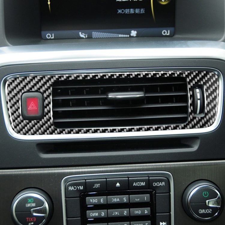 Car Carbon Fiber Central Control Below Air Outlet Decorative Stickers for Volvo V60 2010-2017 / S60 2010-2018, Right Drive, Central Control Below Air Outlet, Right Drive