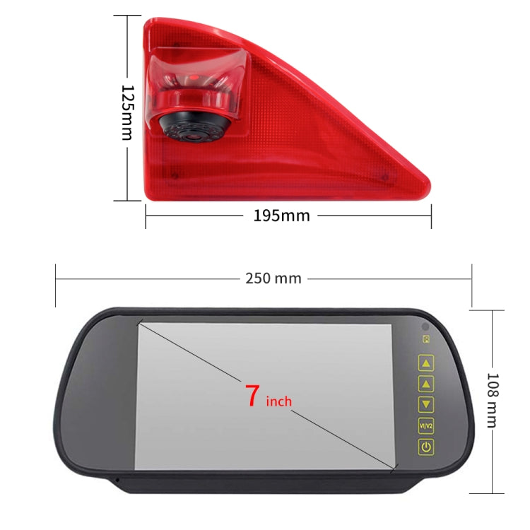 PZ462 Car Waterproof Brake Light View Camera + 7 inch Rearview Monitor for Renault / Nissan / Opel, PZ462 + 7 inch Rearview Monitor