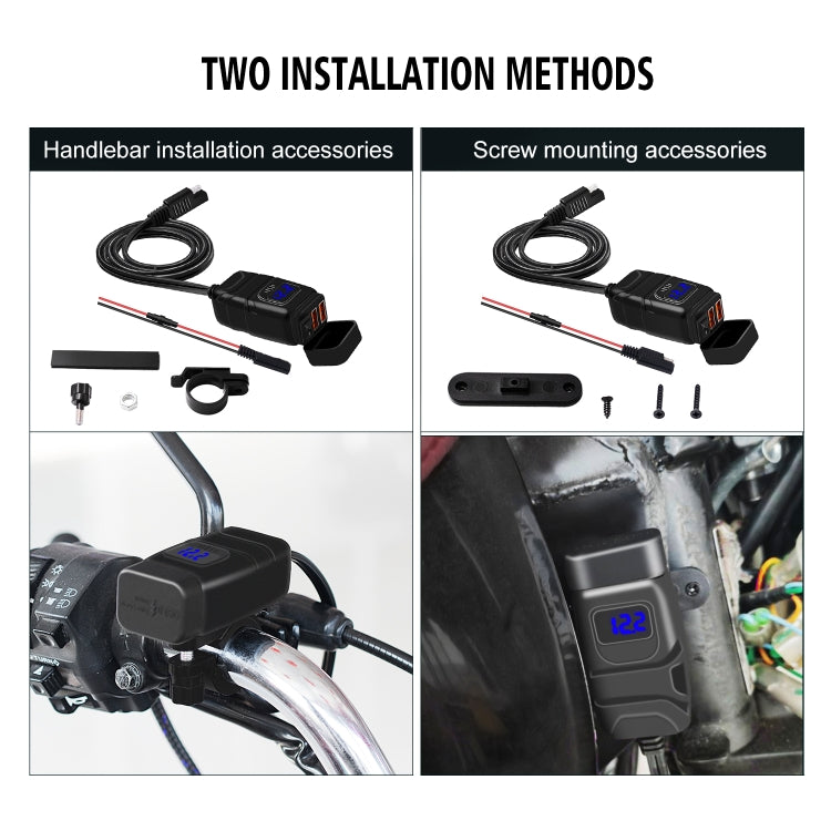 Universal Car Super Quick Dual Port USB Charger Power Outlet Adapter with LED Digital Voltmeter