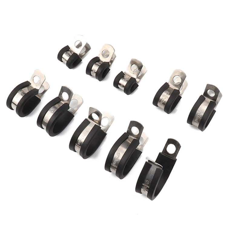 10 PCS Car Rubber Cushion Pipe Clamps Stainless Steel Clamps, Size: 7/8 inch (22mm), Size: 7/8 inch (22mm)