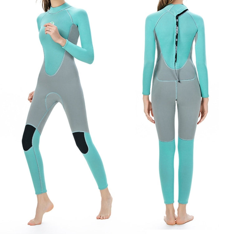 SLINX 1710 3mm Neoprene Super Elastic Wear-resistant Warm Contrast Long-sleeved One-piece Diving Wetsuit for Women, XS, S, L, XL