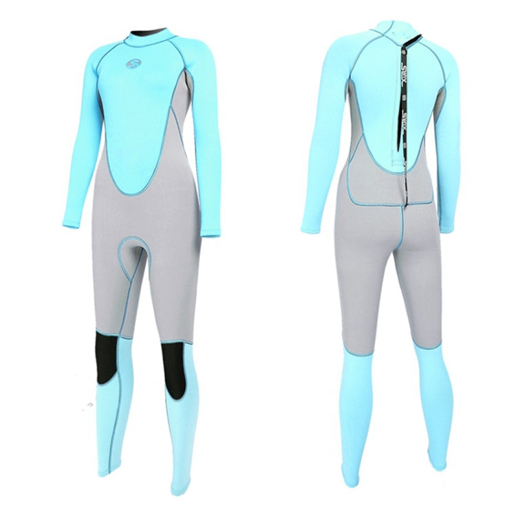 SLINX 1710 3mm Neoprene Super Elastic Wear-resistant Warm Contrast Long-sleeved One-piece Diving Wetsuit for Women, XS, S, L, XL