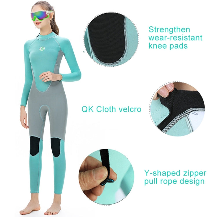 SLINX 1710 3mm Neoprene Super Elastic Wear-resistant Warm Contrast Long-sleeved One-piece Diving Wetsuit for Women, XS, S, L, XL