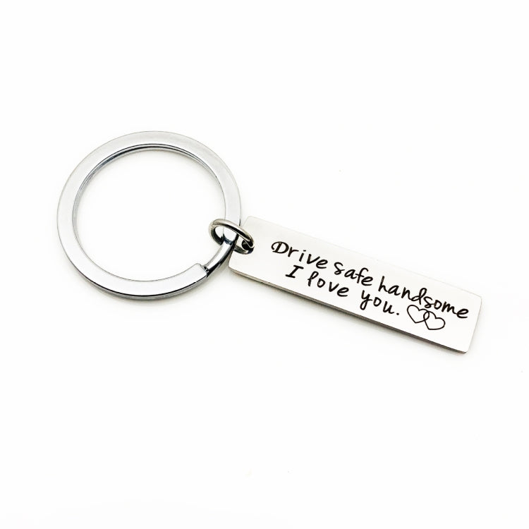 Creative Drive Safe Handsome Words Stainless Steel Keychain Key Rings, Car Shape