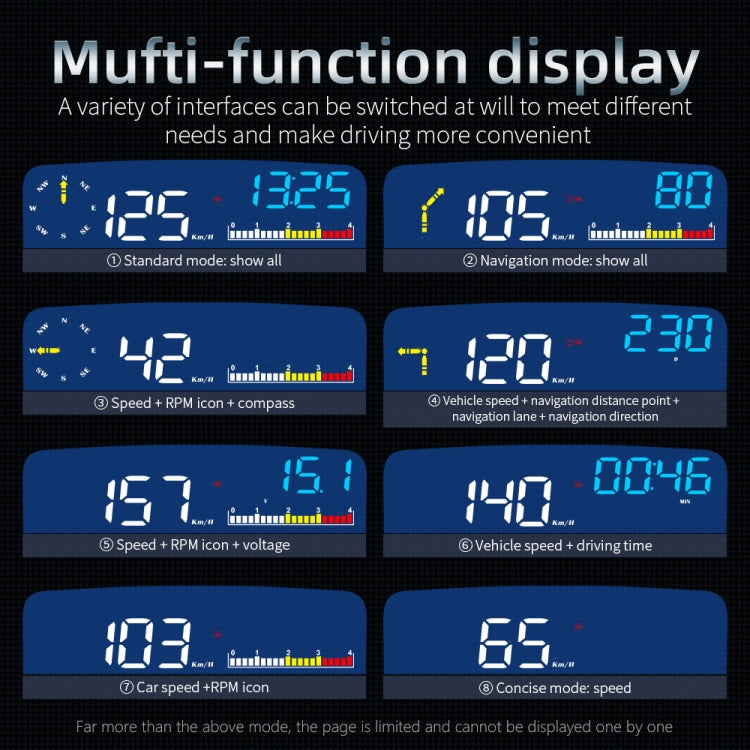 C5 OBD2 + GPS Mode Car HUD Head-up Display Water Temperature / Vehicle Speed / Voltage, C5
