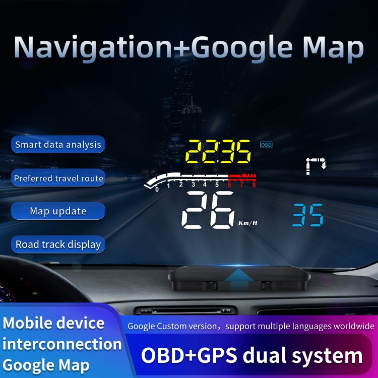 D1 Car OBD2 HUD Head-up Display GPS Speed Meter Speed / Voltage / Water Temperature Speed Alarm, D1
