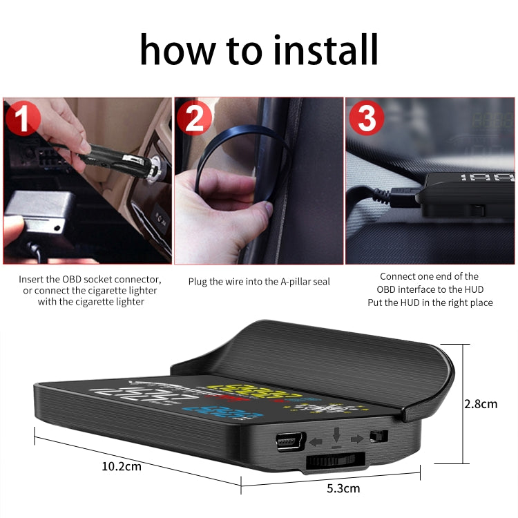D1 Car OBD2 HUD Head-up Display GPS Speed Meter Speed / Voltage / Water Temperature Speed Alarm, D1