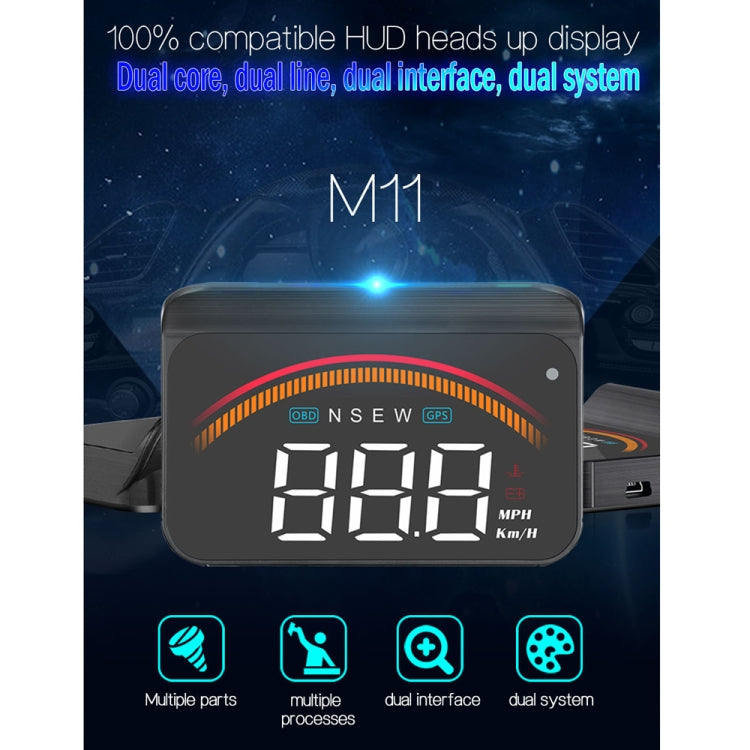 M11 Car OBD2 + GPS Mode Head-up Display HUD Overspeed / Speed / Water Temperature Alarm, M11